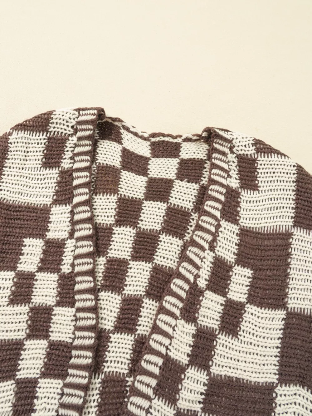 Checkerboard Pattern Sweater Cardigan, image 5