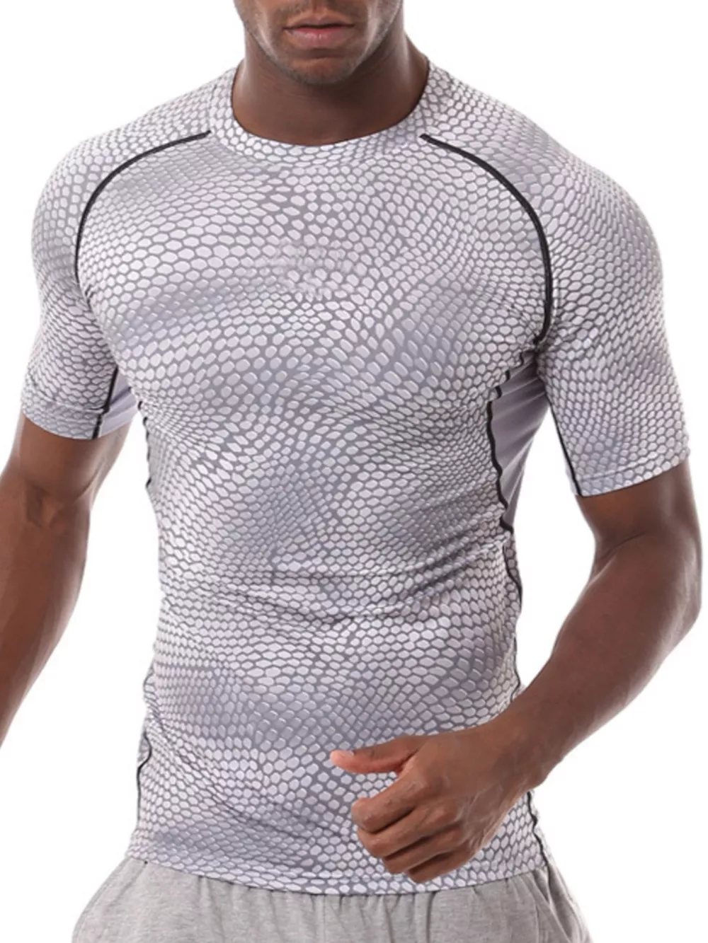 Men's Compression Fit Snake Print Active T-Shirt, image 4