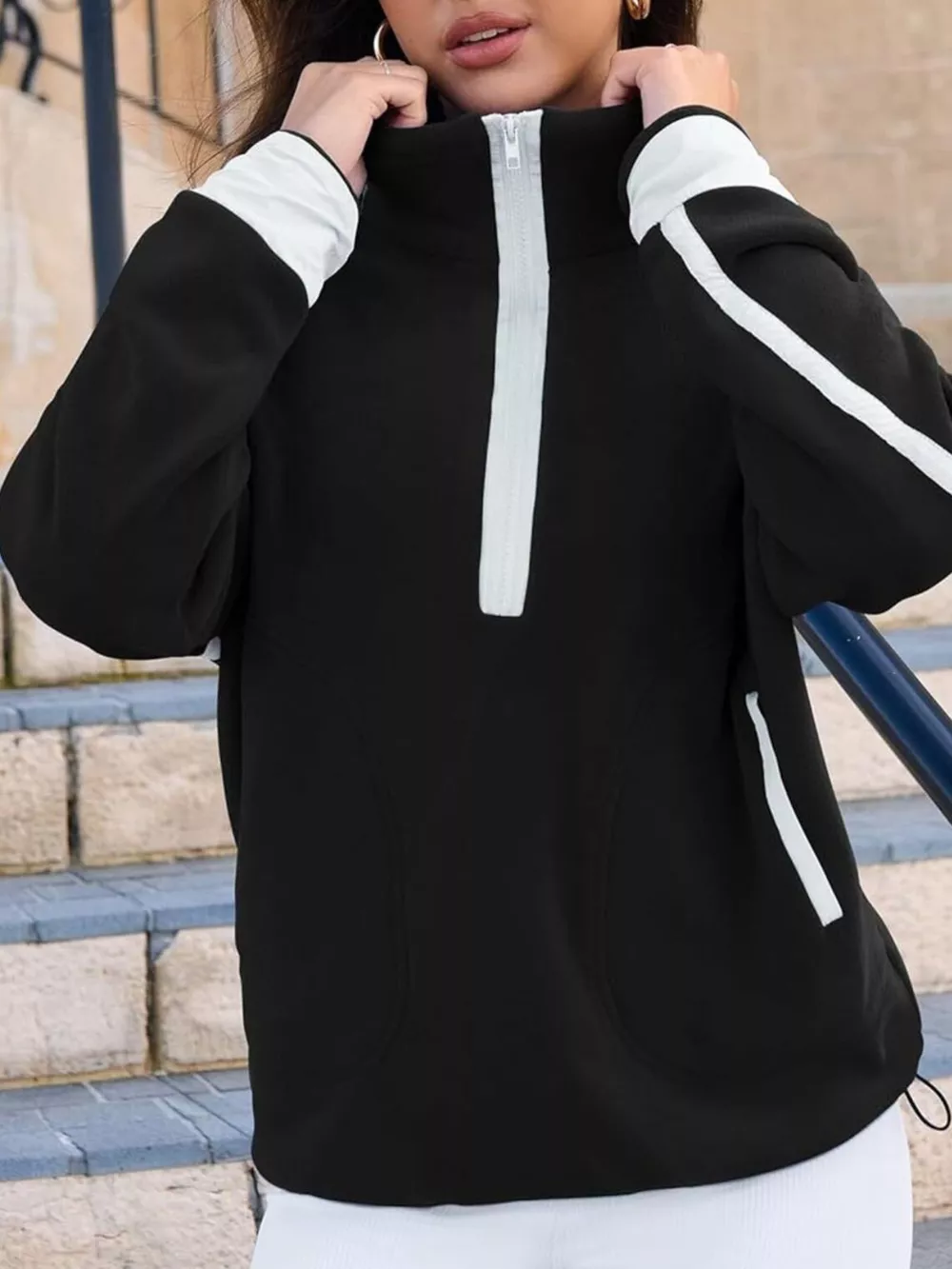 Half Zip Dropped Shoulder Sweatshirt, image 9