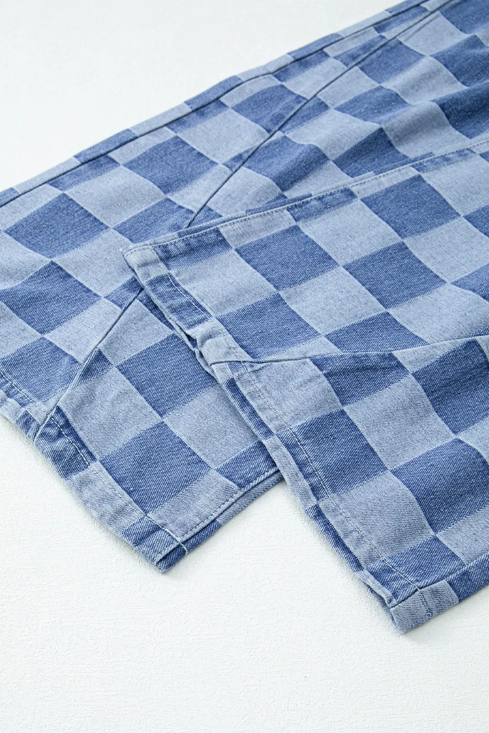 Checkered Wide Leg Jeans with Pockets, image 9
