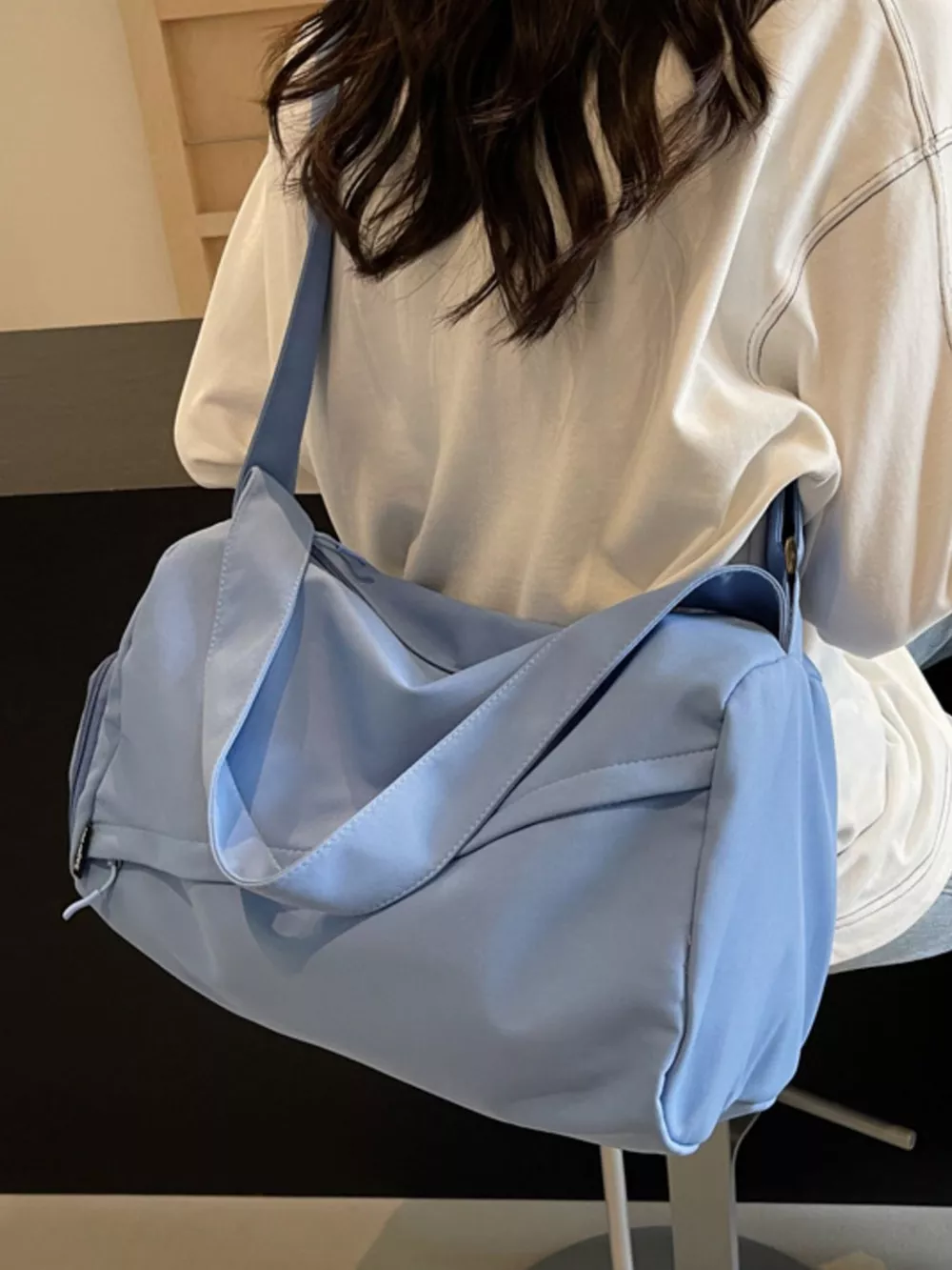 Adjustable Strap Solid Color Travel Bag, image 4