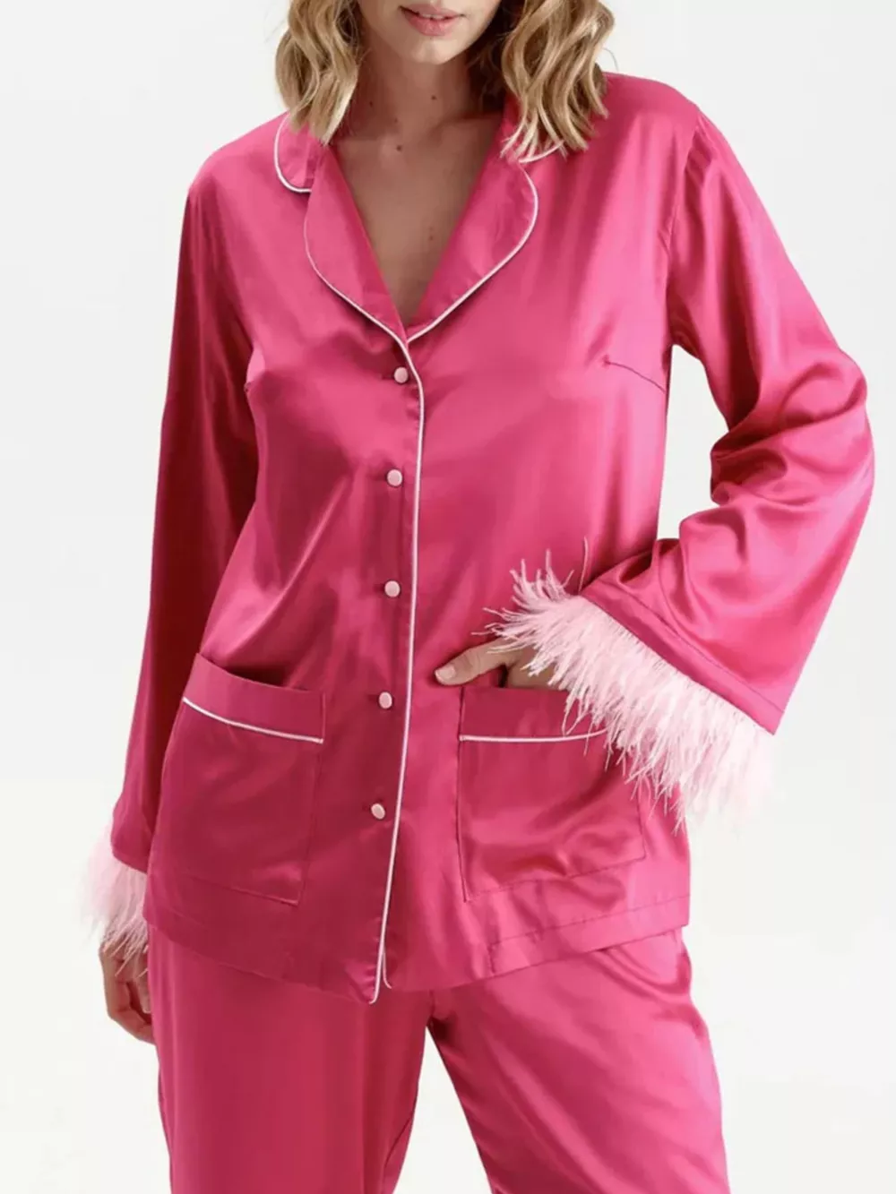 Silky Button Up Top and Pants Lounge Set, image 17