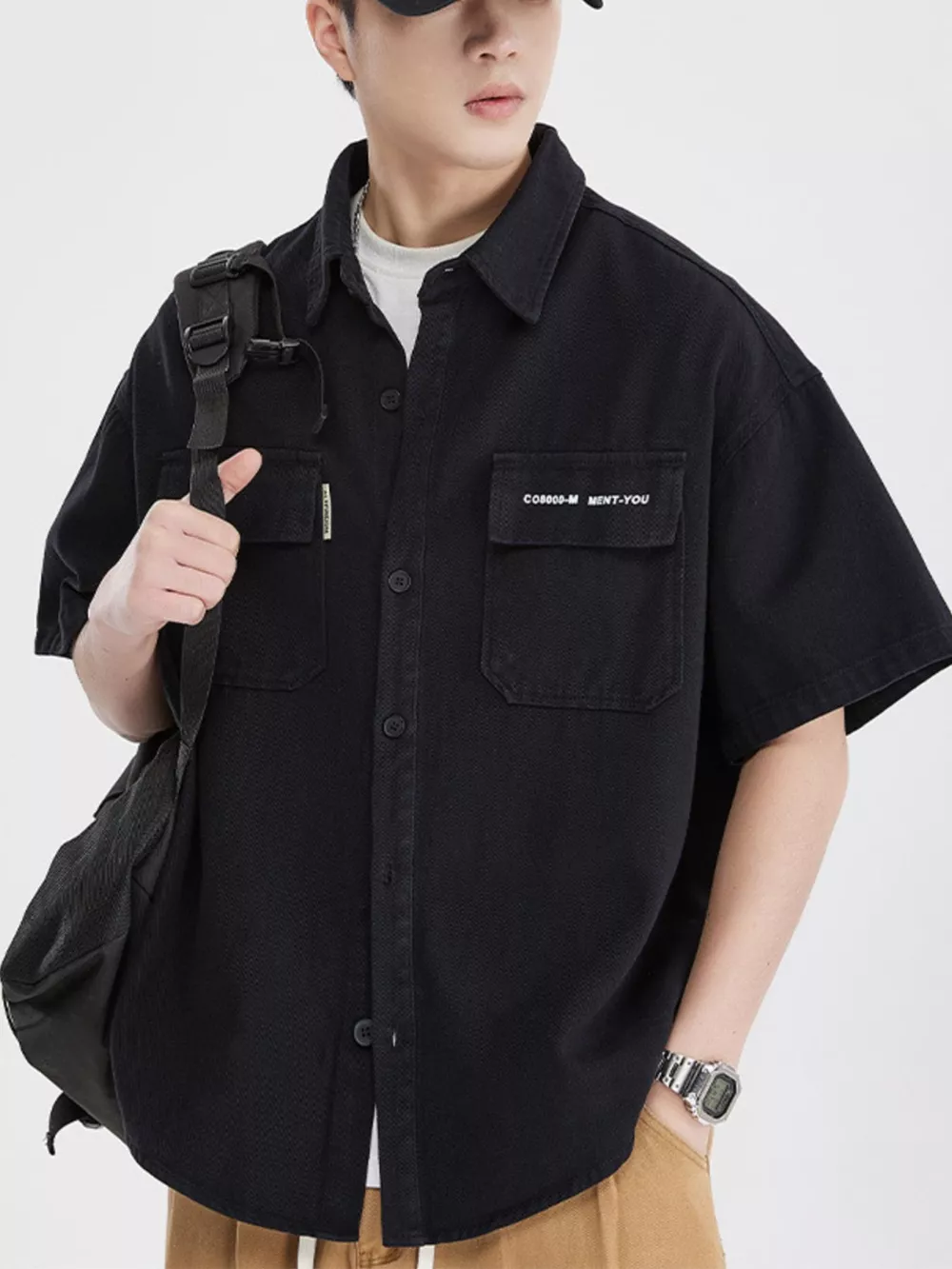 Men's Full Size Button Down Oversized Short Sleeve Shirt Plus Size, image 8