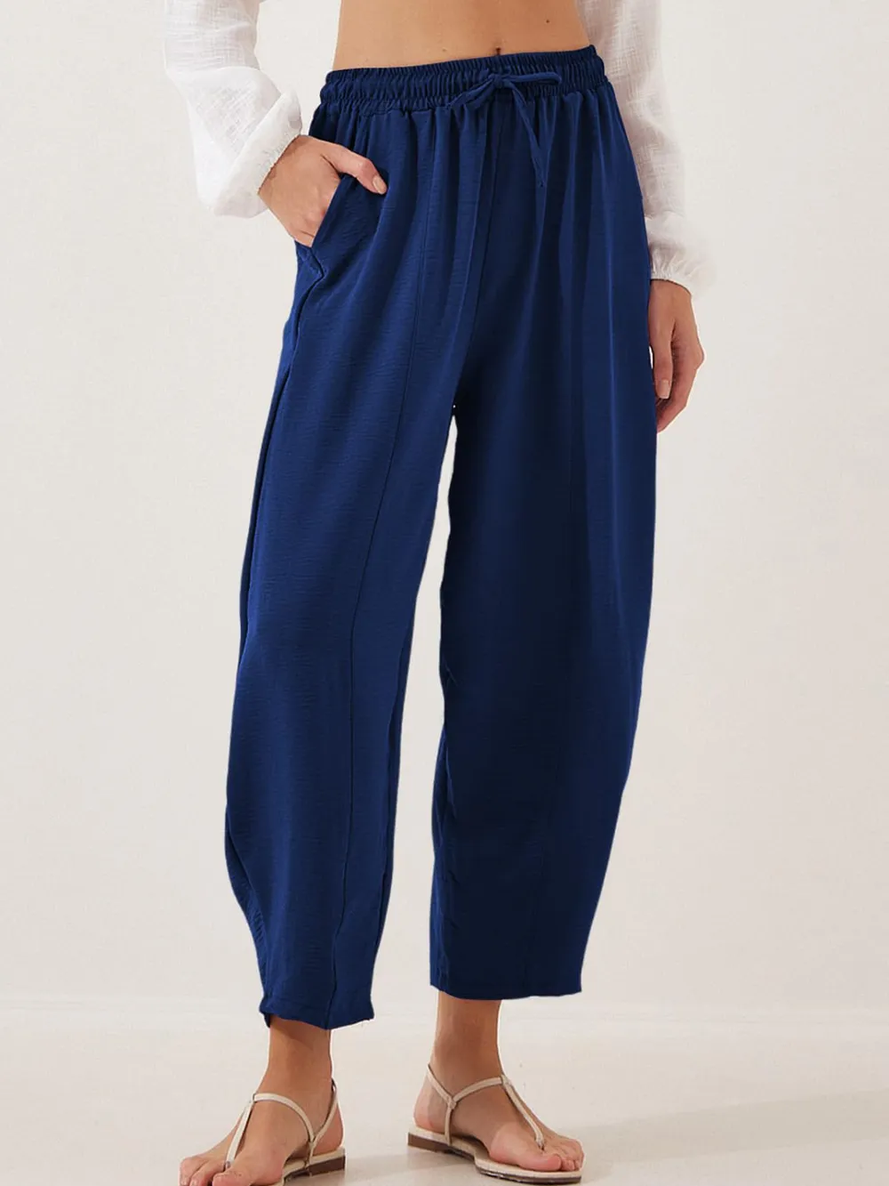 Full Size Drawstring Cropped Jogger Pants Plus Size, image 4