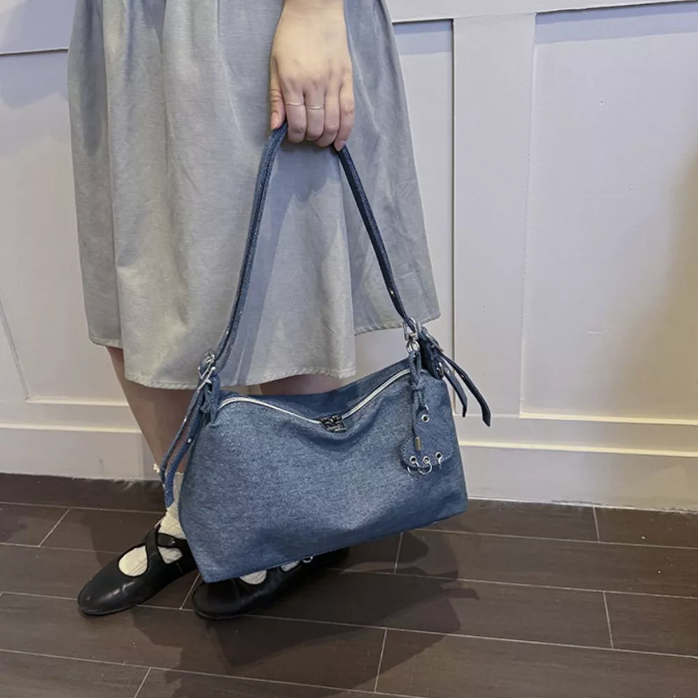 Adjustable Strap Denim Shoulder Bag, image 3
