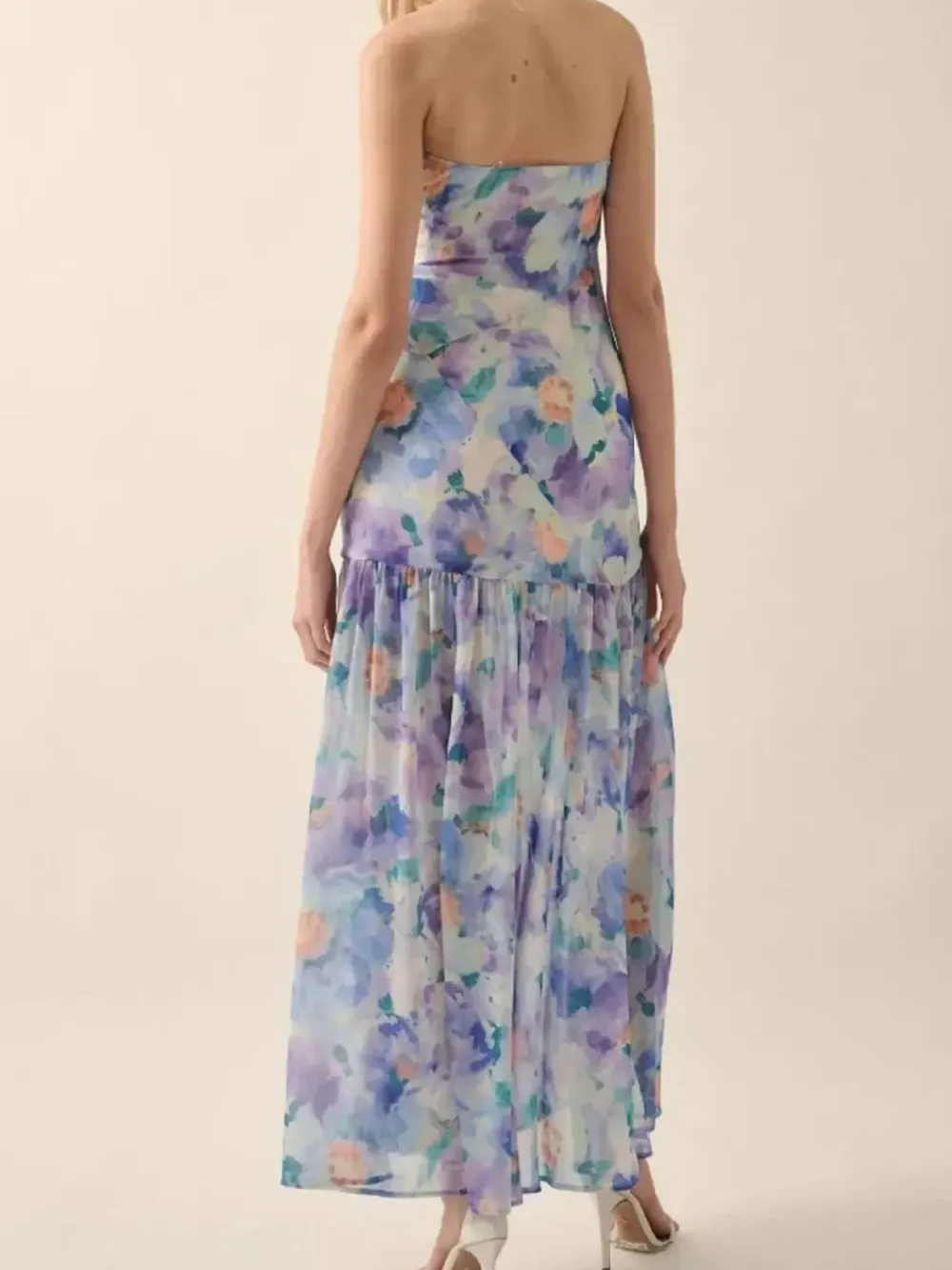 Strapless Floral Maxi Dress with Side Slit, image 7