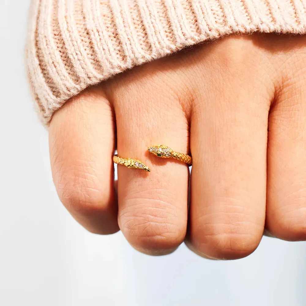 Snake Shape 18K Gold-Plated Bypass Ring, image 7