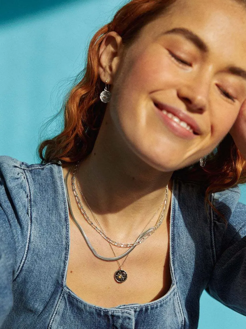 Alloy Inlaid Zircon Sun & Moon Necklace, image 4