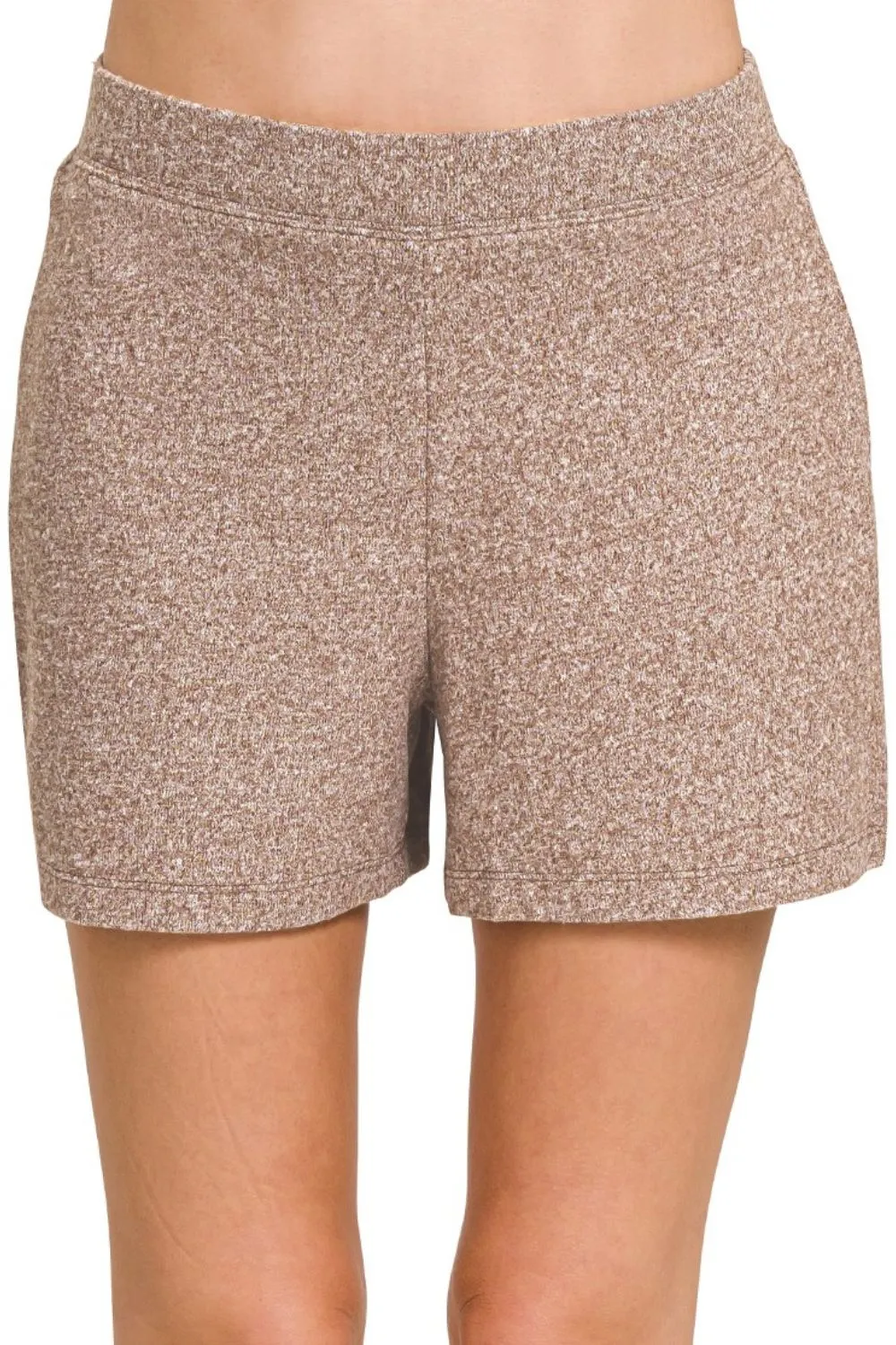 Soft Melange Hacci Elastic Waisted Shorts