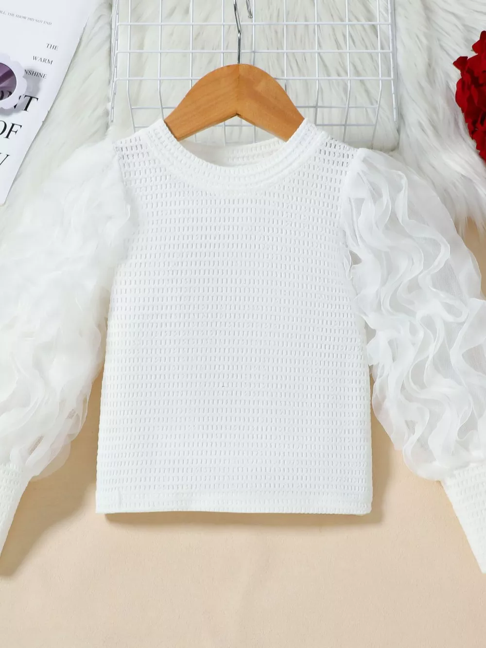 Children's Openwork Top and Tweed Skirt Set, image 3