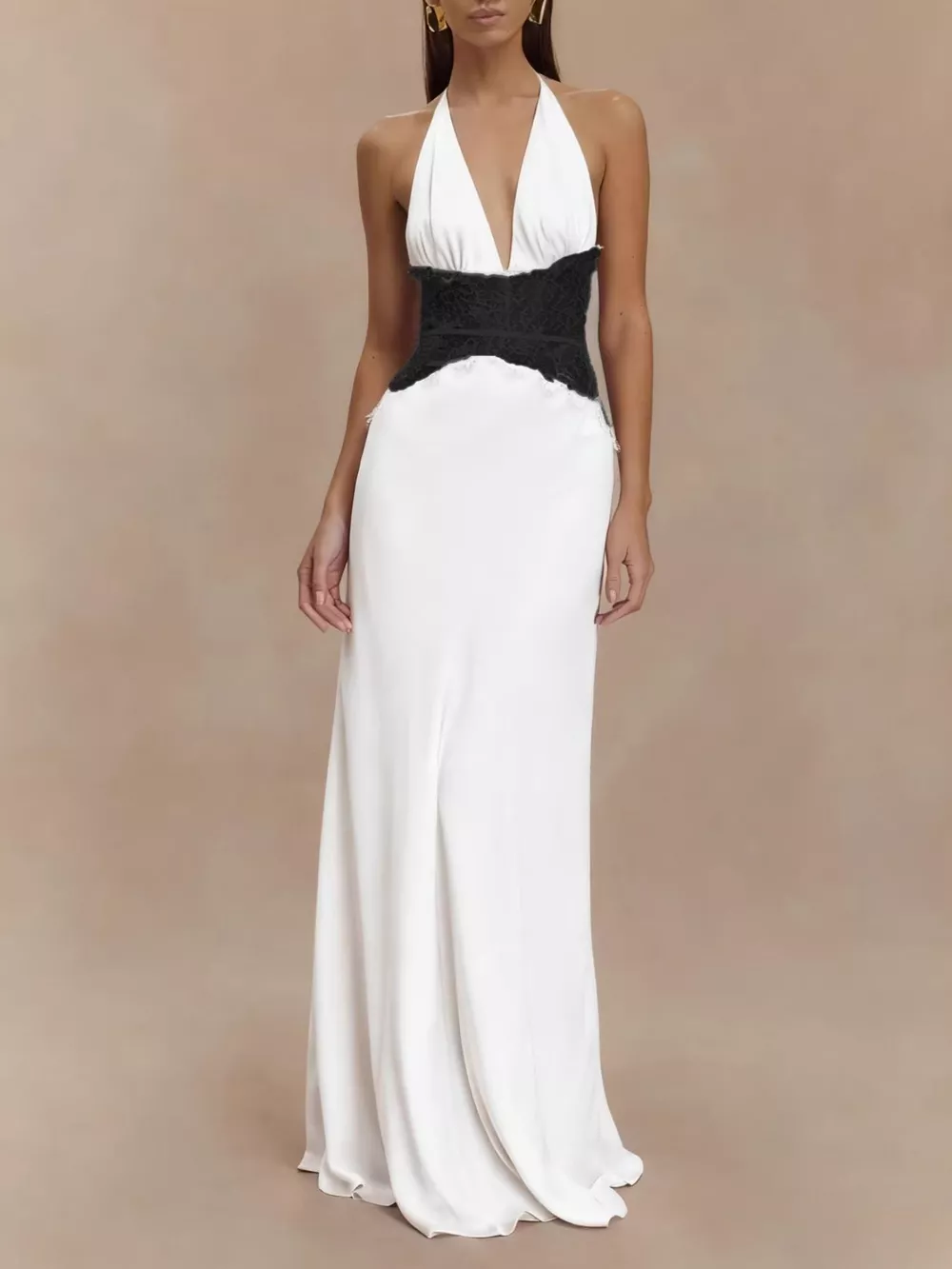 Halter Neck Lace Trimmed Maxi Dress, image 13