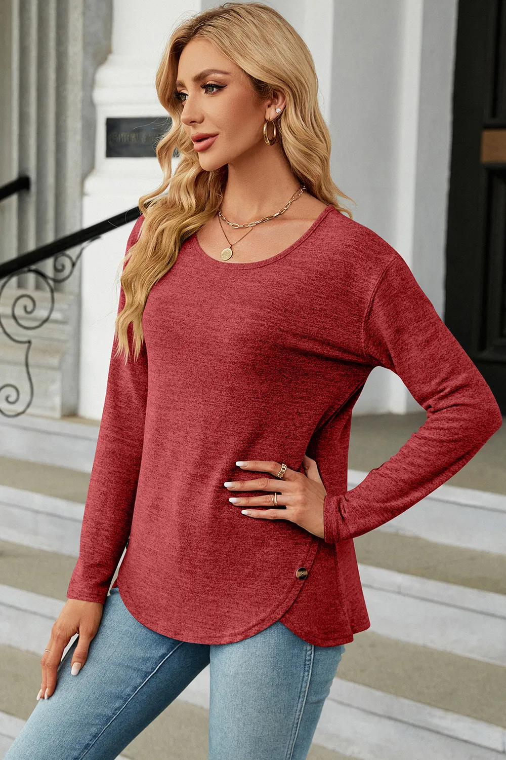 Round Neck Long Sleeve T-Shirt, image 10