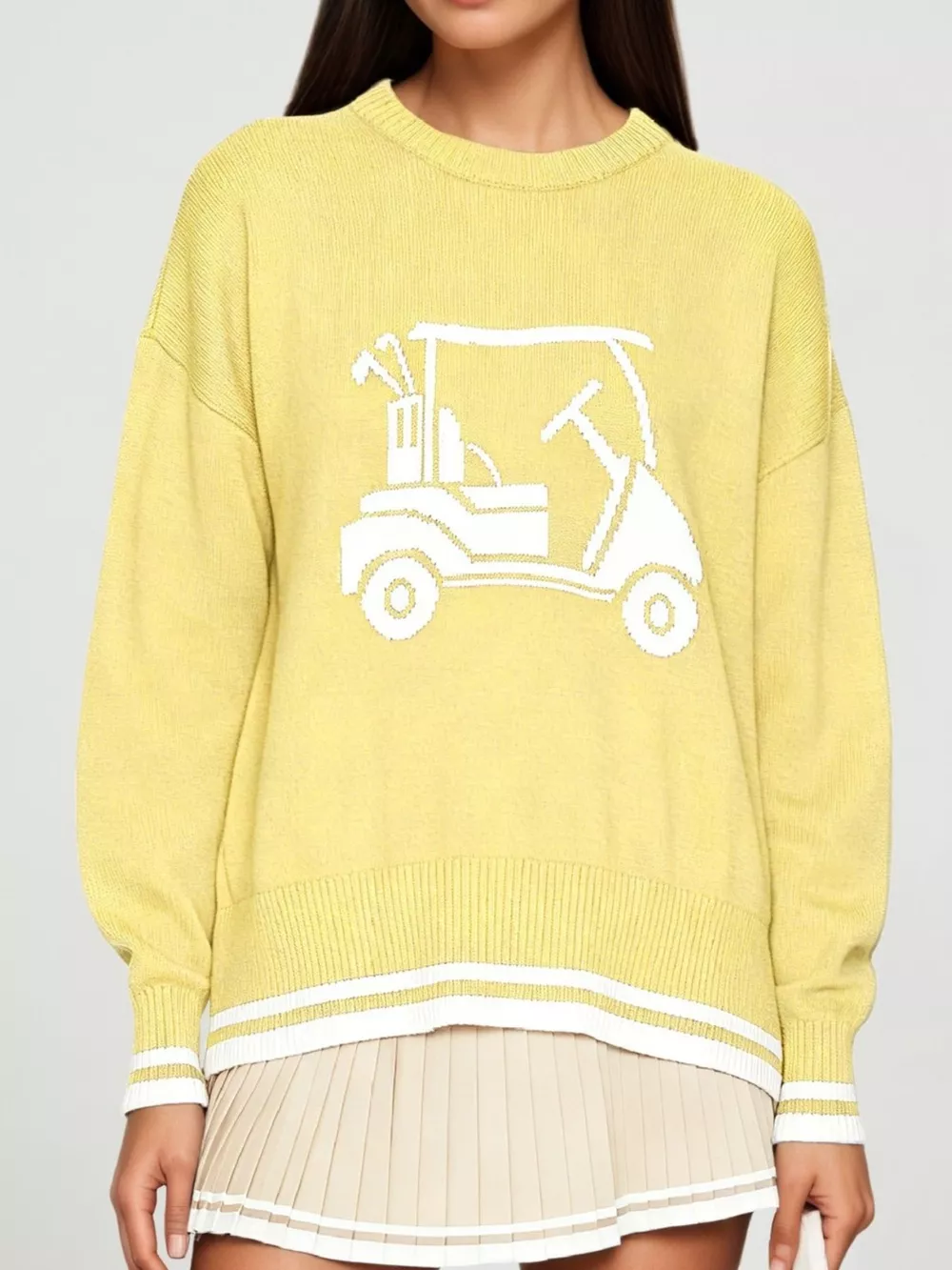 Golf Cart Graphic Dropped Shoulder Sweater, image 10