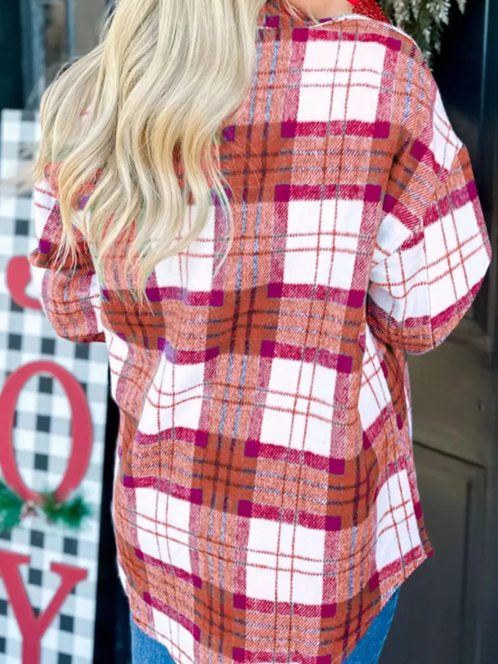 Plaid Button-Down Long Sleeve Shacket, image 11
