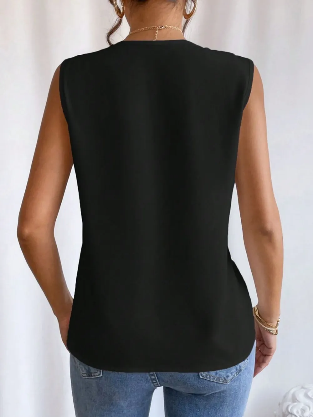 V-Neck Pleated Sleeveless Cami Tank Top, image 23