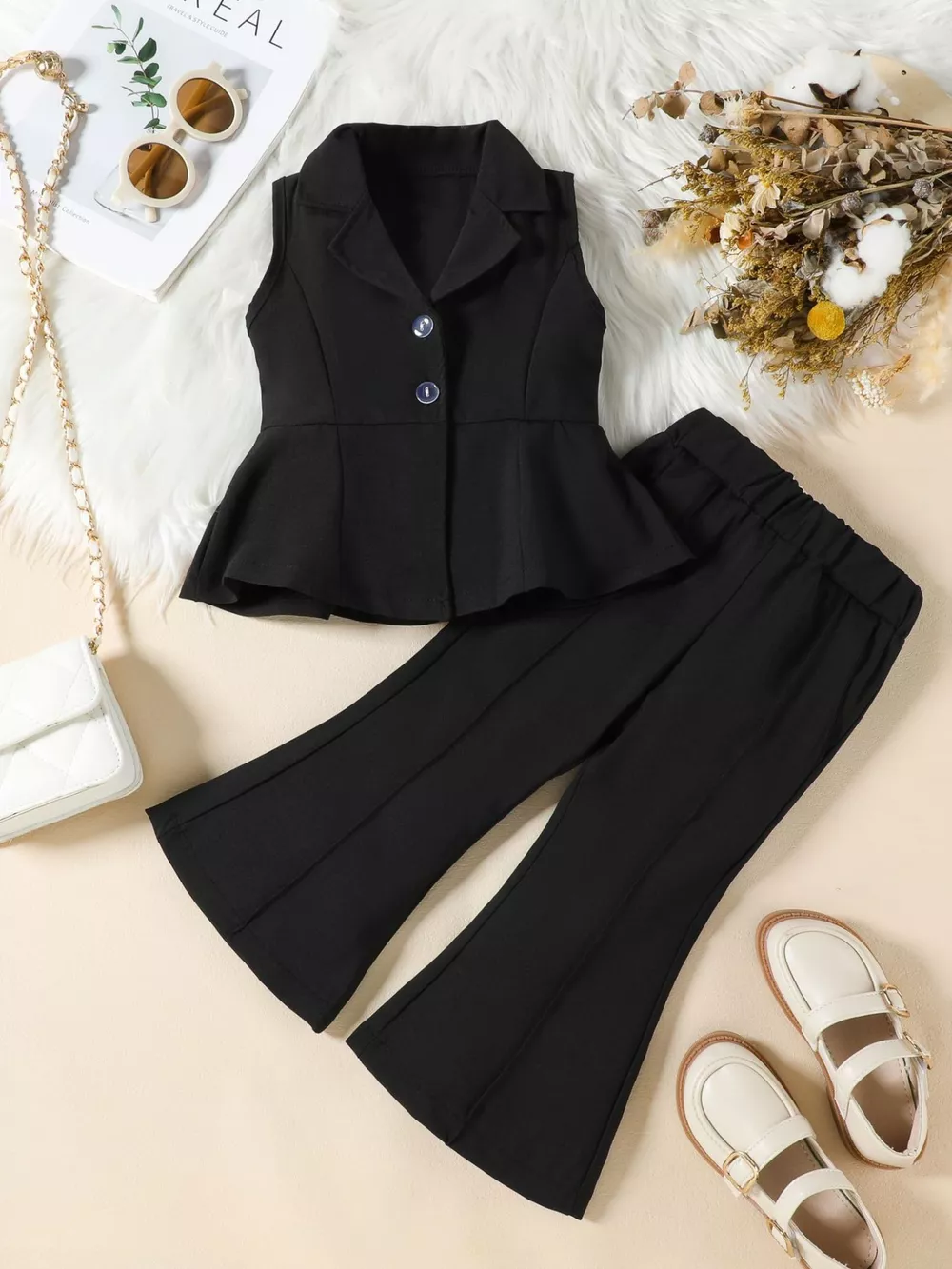 Sleeveless Blazer & Flare Pants Set, image 16