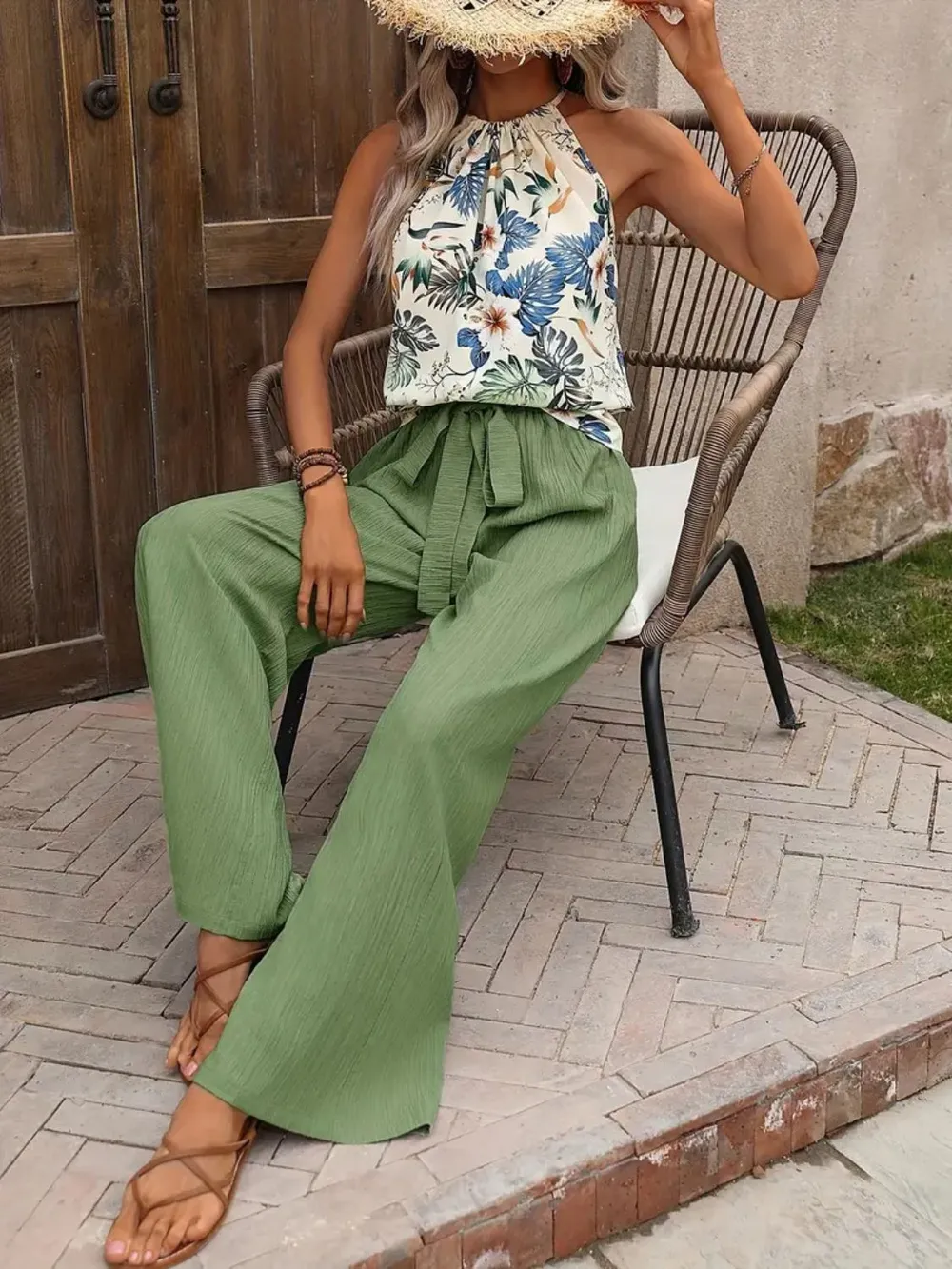 Printed Tank Top and Wide Leg Pants Set, image 29