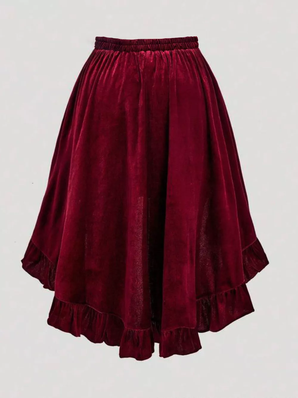 Plus Size Ruffled Velvet Elastic Waist Skirt, image 18