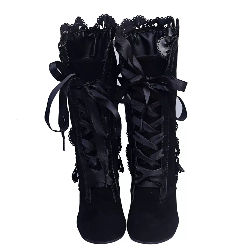 Lace Up Block Heels Boots, image 2