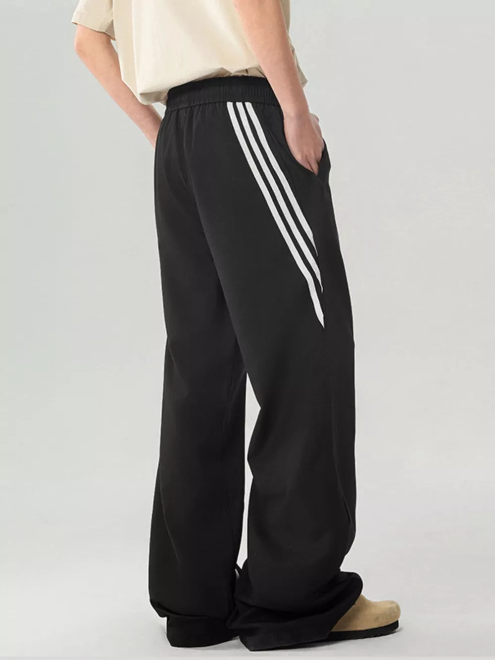 Men's Full Size Wide Leg Striped Casual Pants Plus Size, image 2