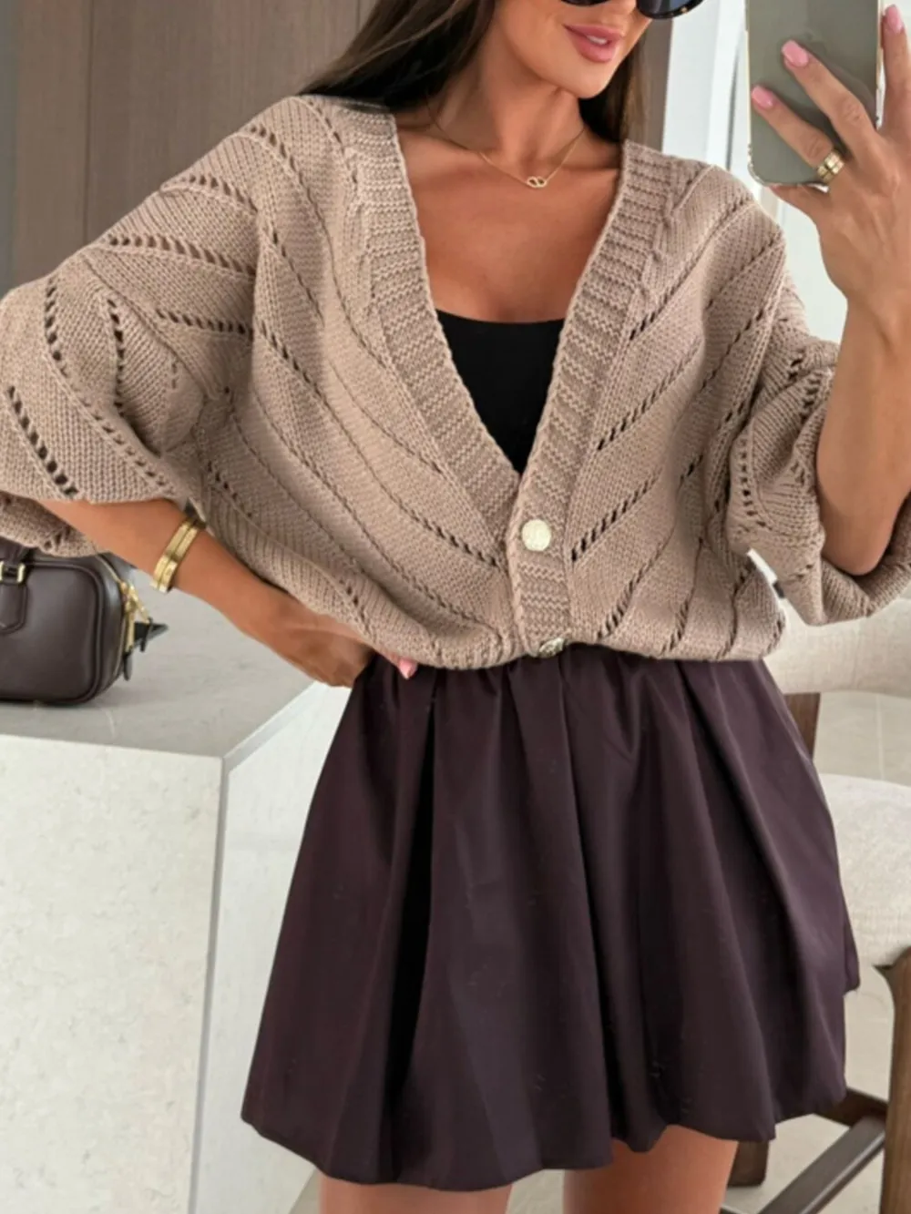 Openwork Long Sleeve Cardigan, image 6