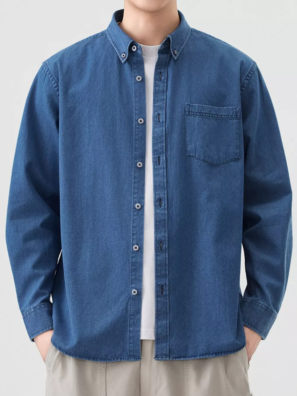 Men's Full Size Button-Down Denim Shirt Plus Size, image 4