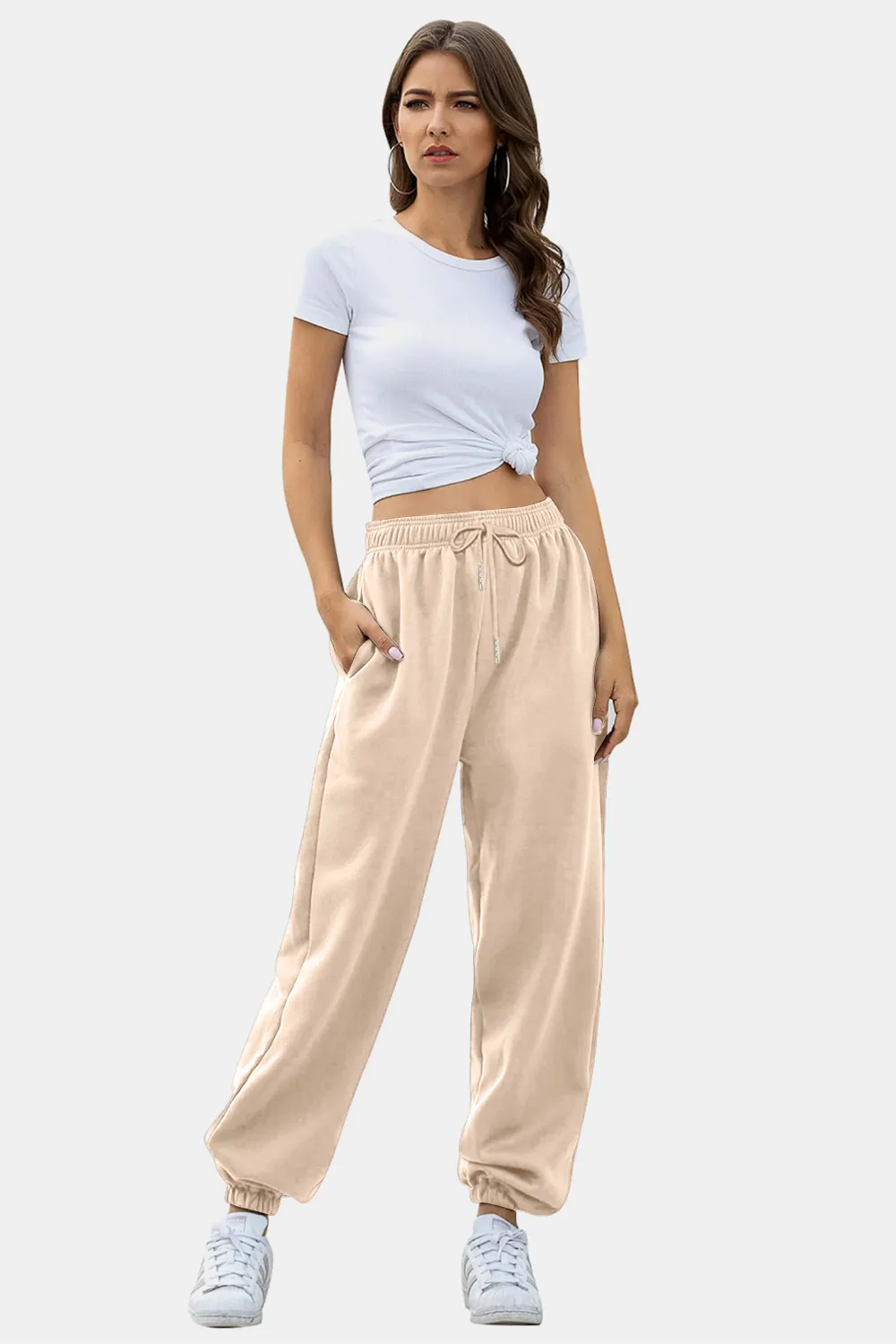 Elastic Waist Joggers with Pockets, image 18