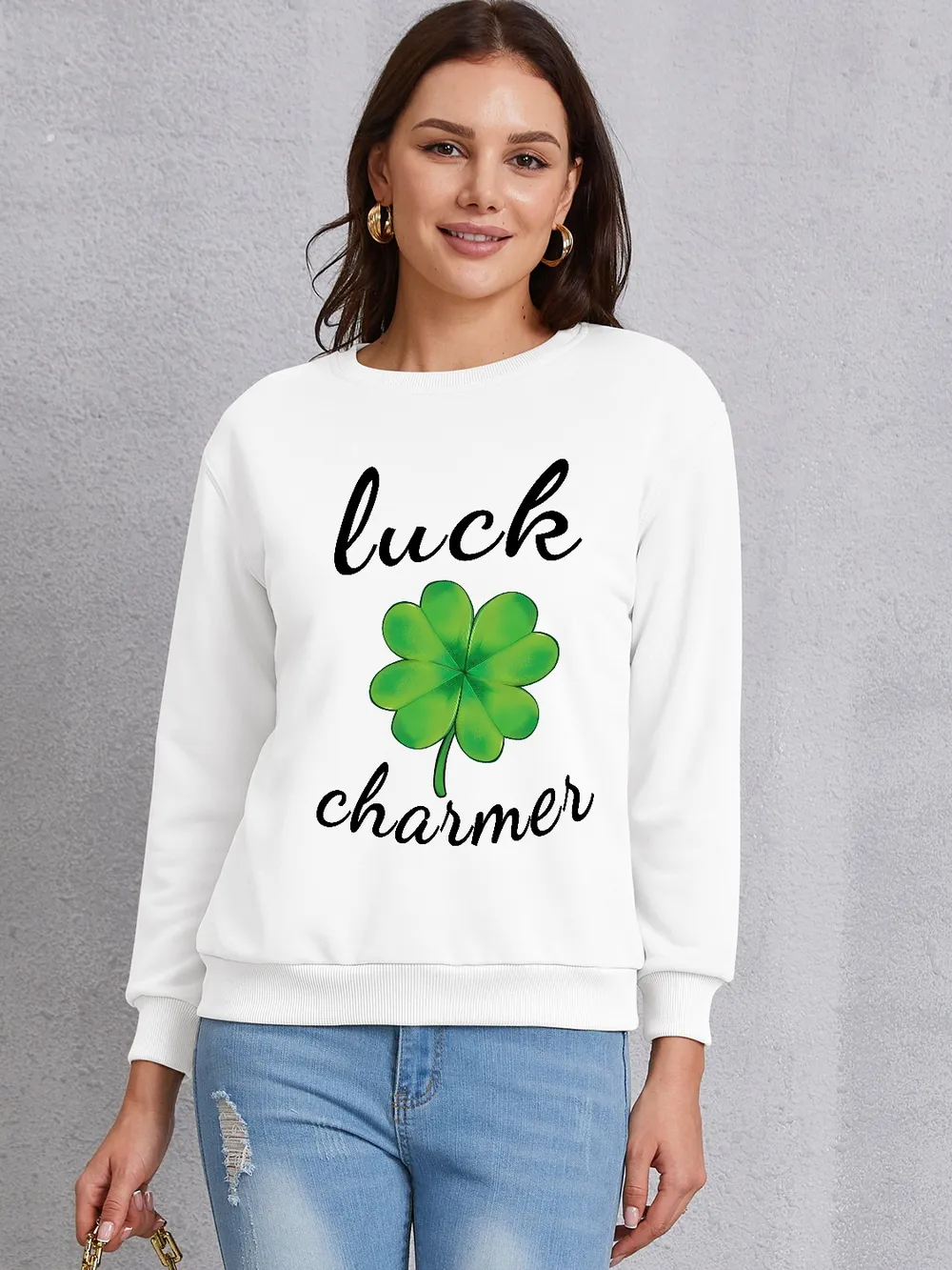 LUCK CHARMER Round Neck Sweatshirt, image 4