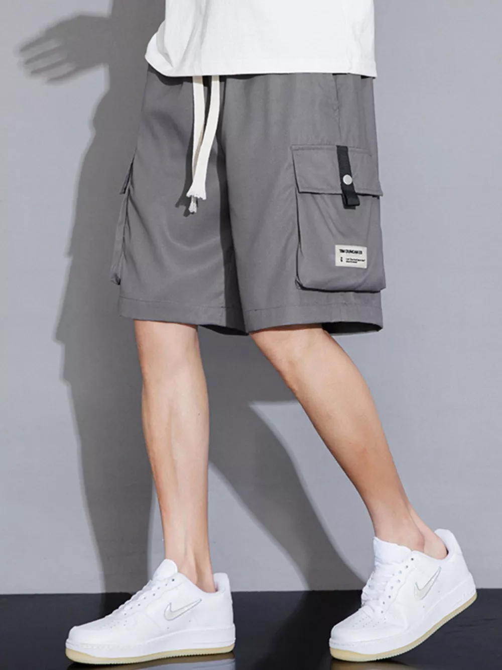 Men's Plus Size Casual Cargo Shorts with Drawstring, image 5