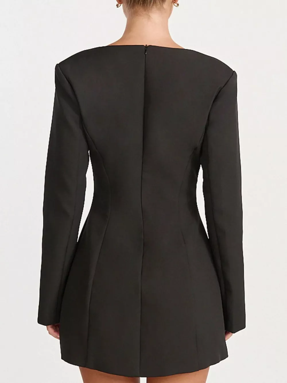 Deep V-Neck Button-Down Blazer Dress, image 10