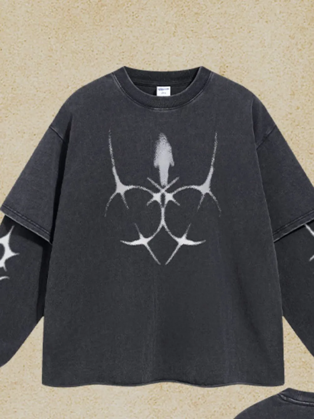 Men's Round Neck Long Sleeve Oversized T-Shirt, image 4