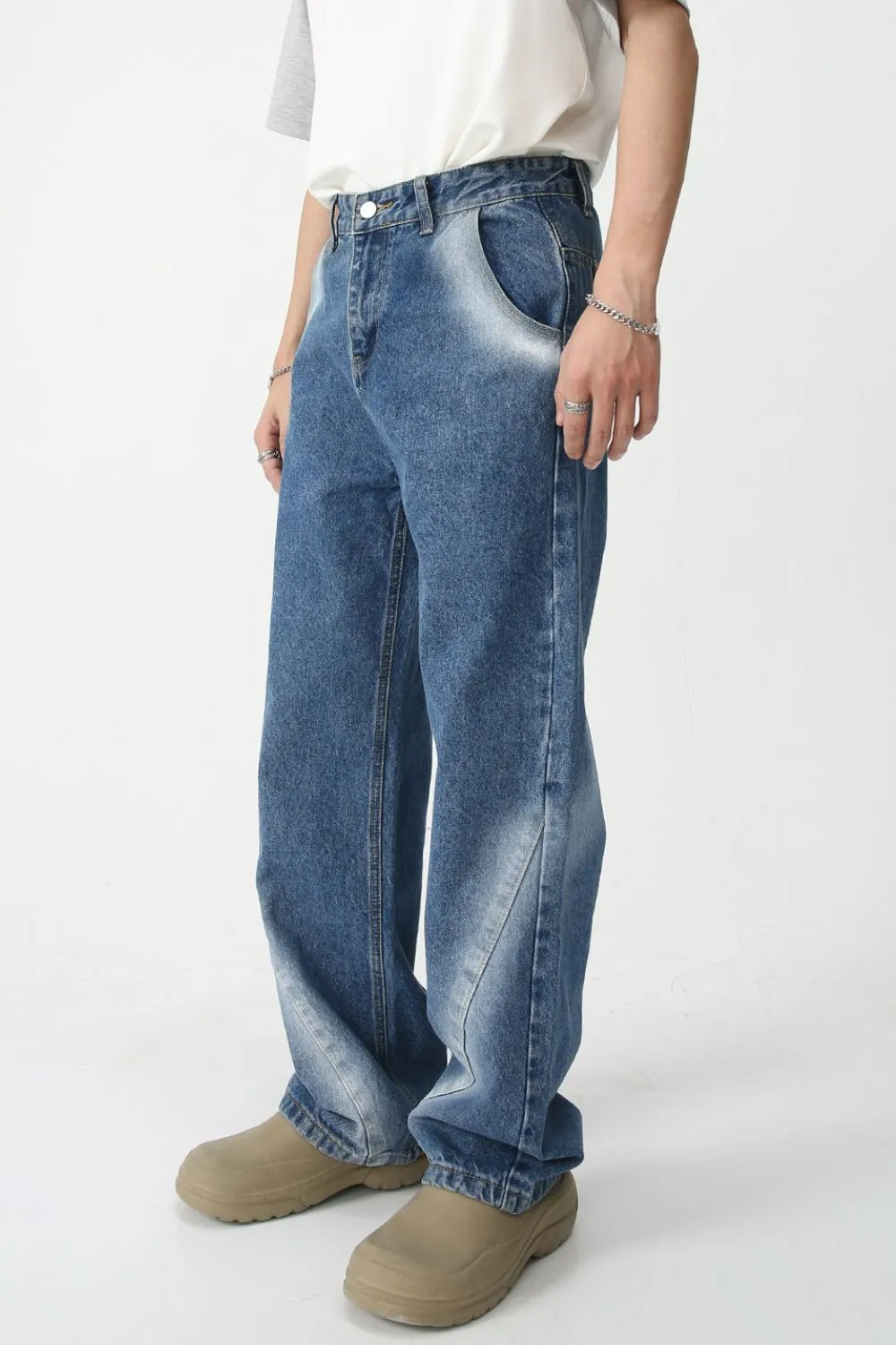 Men's Tie-Dye Washed Straight Leg Jeans, image 3