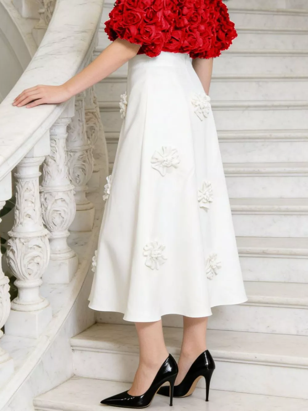Floral Embellished Midi Skirt, image 4
