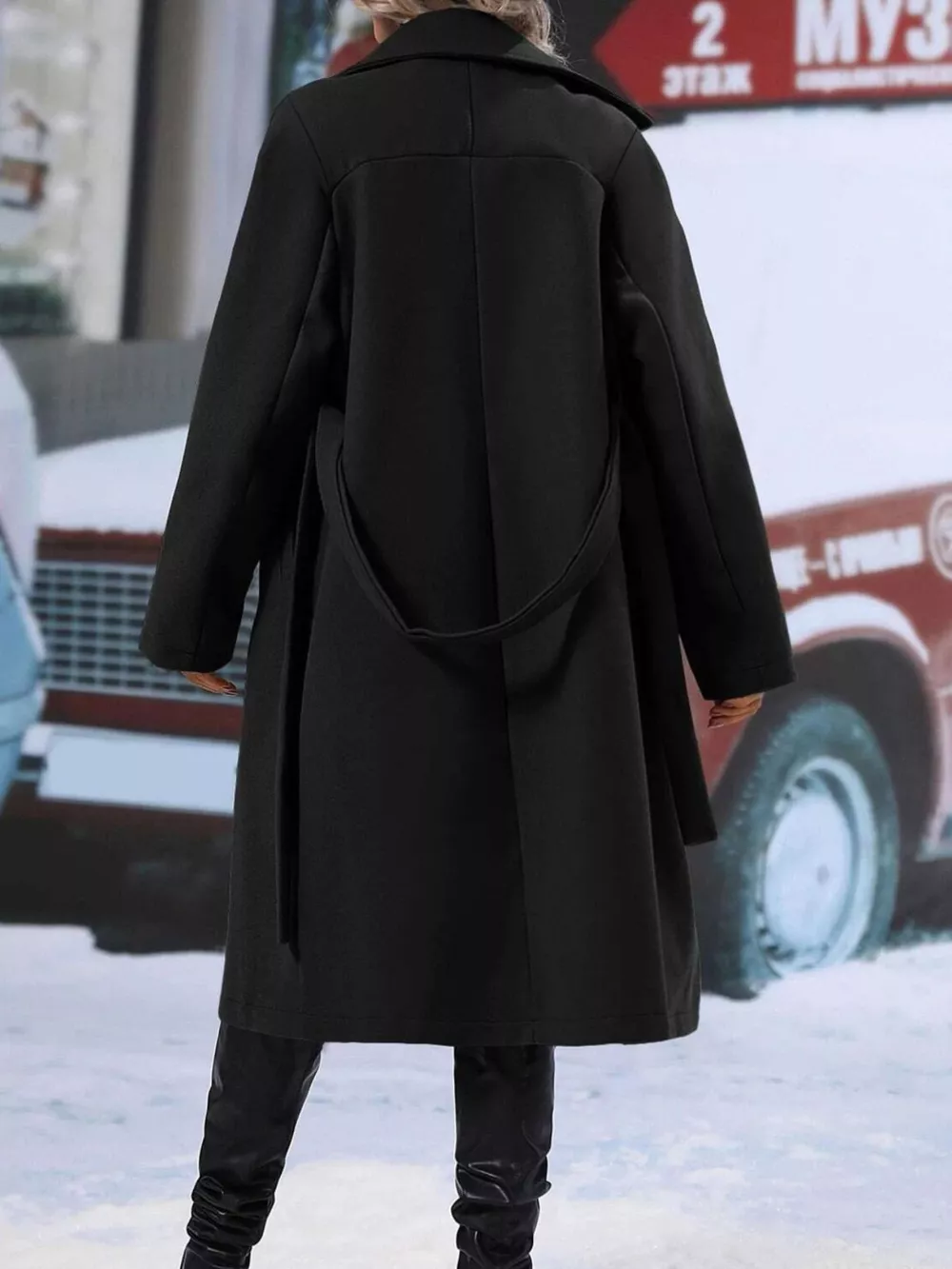 Double-Breasted Tie Waist Coat, image 5