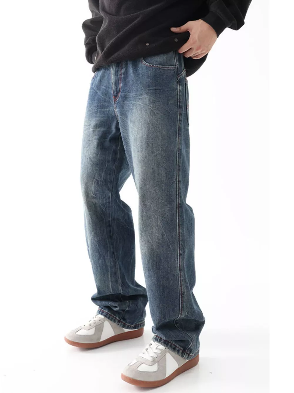 Men's Vintage Wash Loose Fit Jeans, image 2