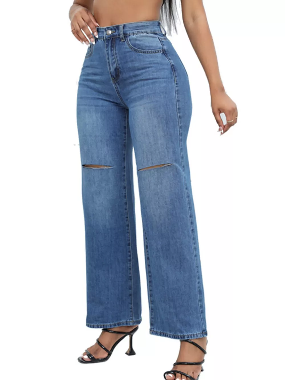 Distressed Wide-Leg Jeans, image 10