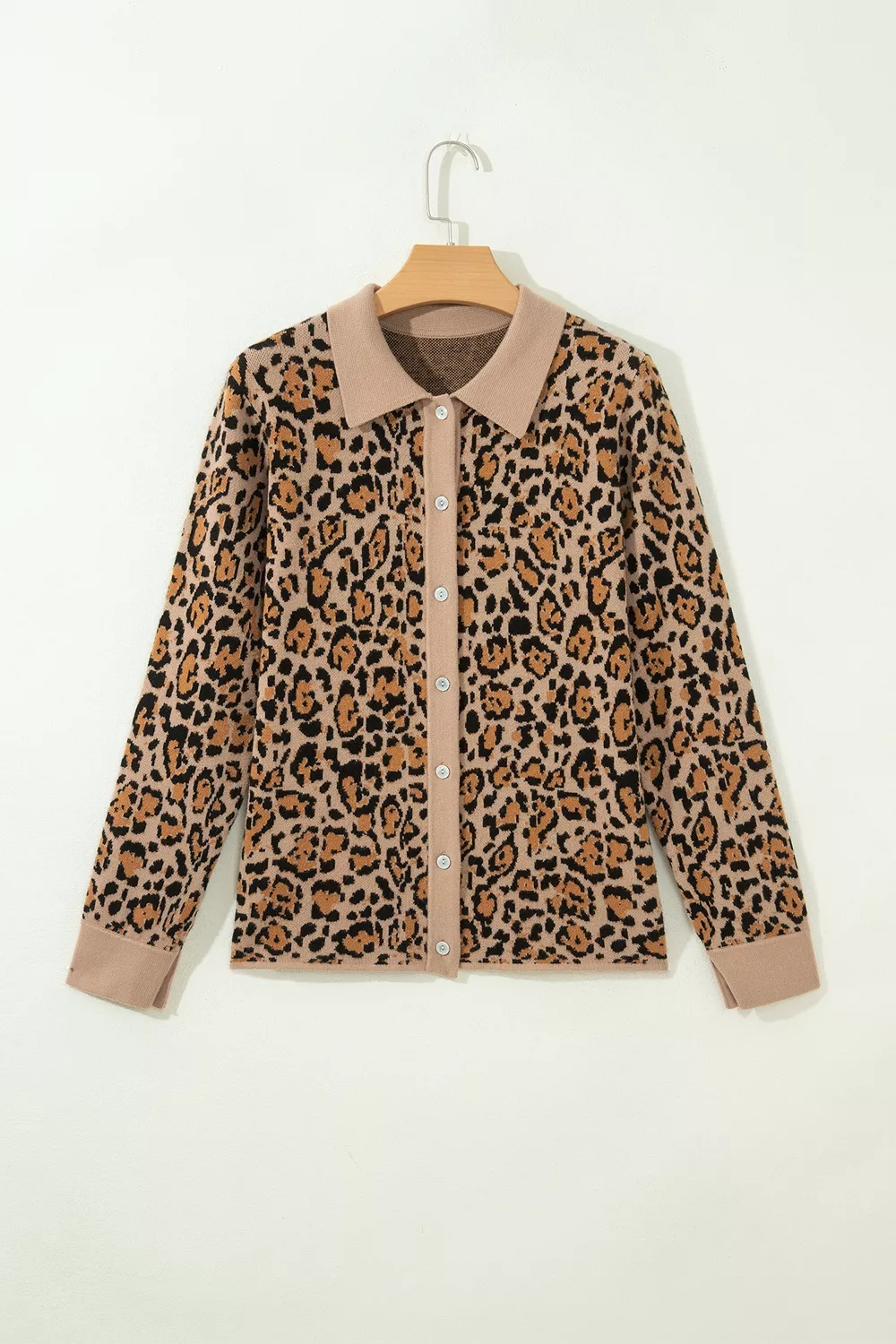 Leopard Print Button-Up Cardigan Long Sleeve Cardigans, image 7