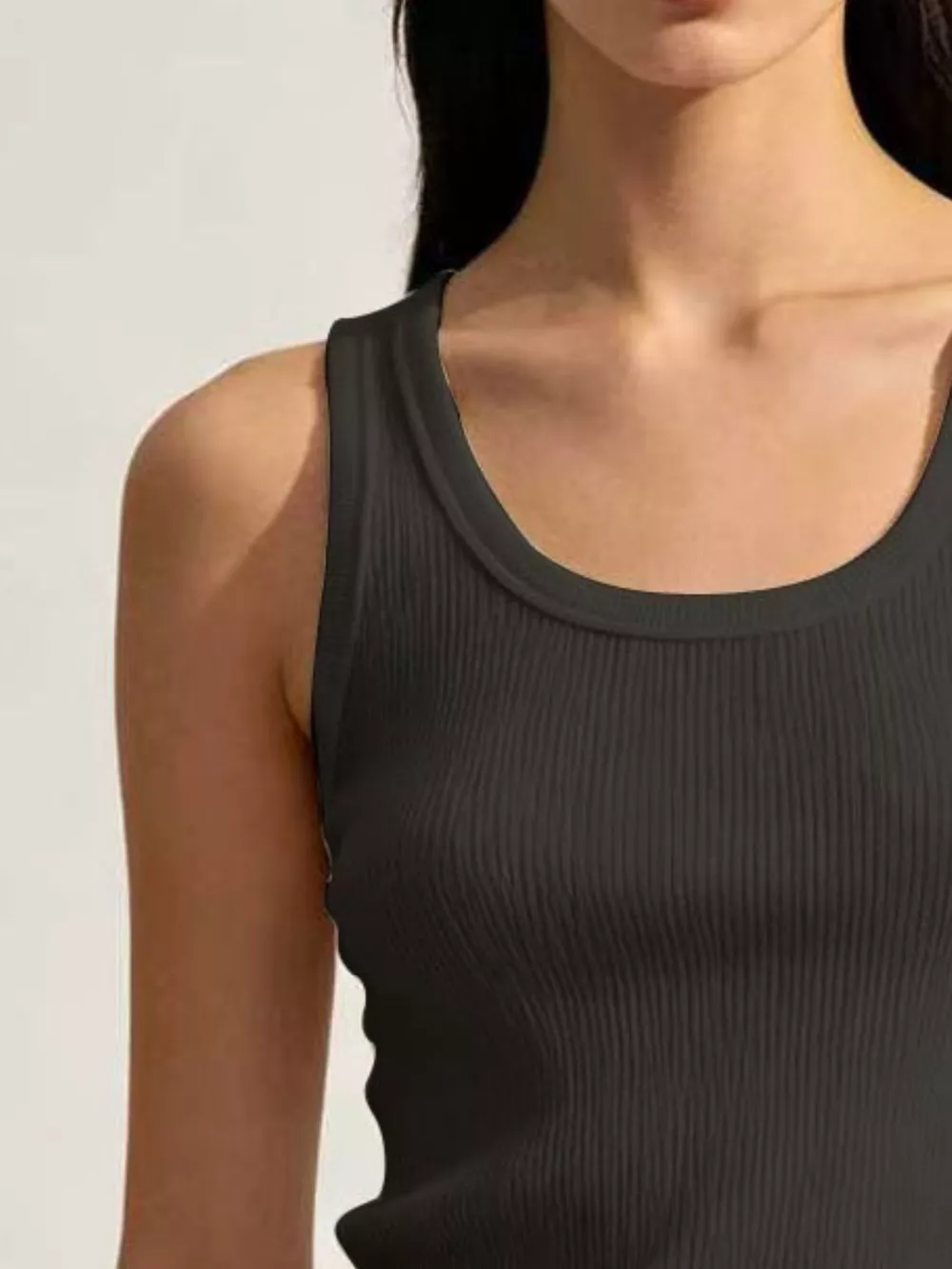 Ribbed Knit U-Neck Tank, image 6