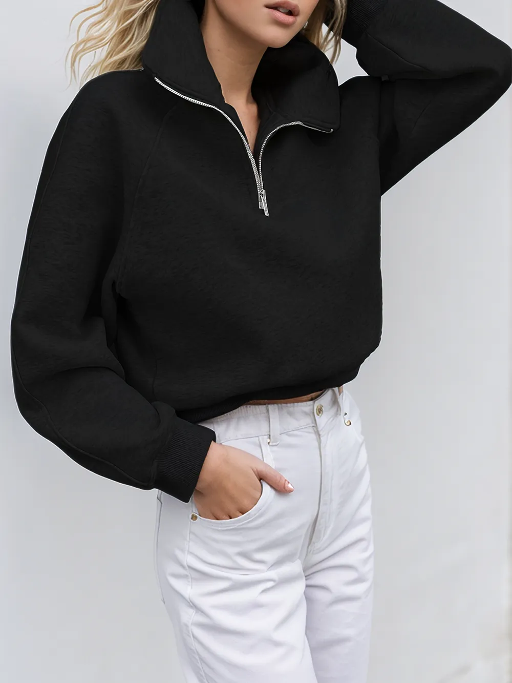 Half Zip Long Sleeve Sweatshirt, image 5