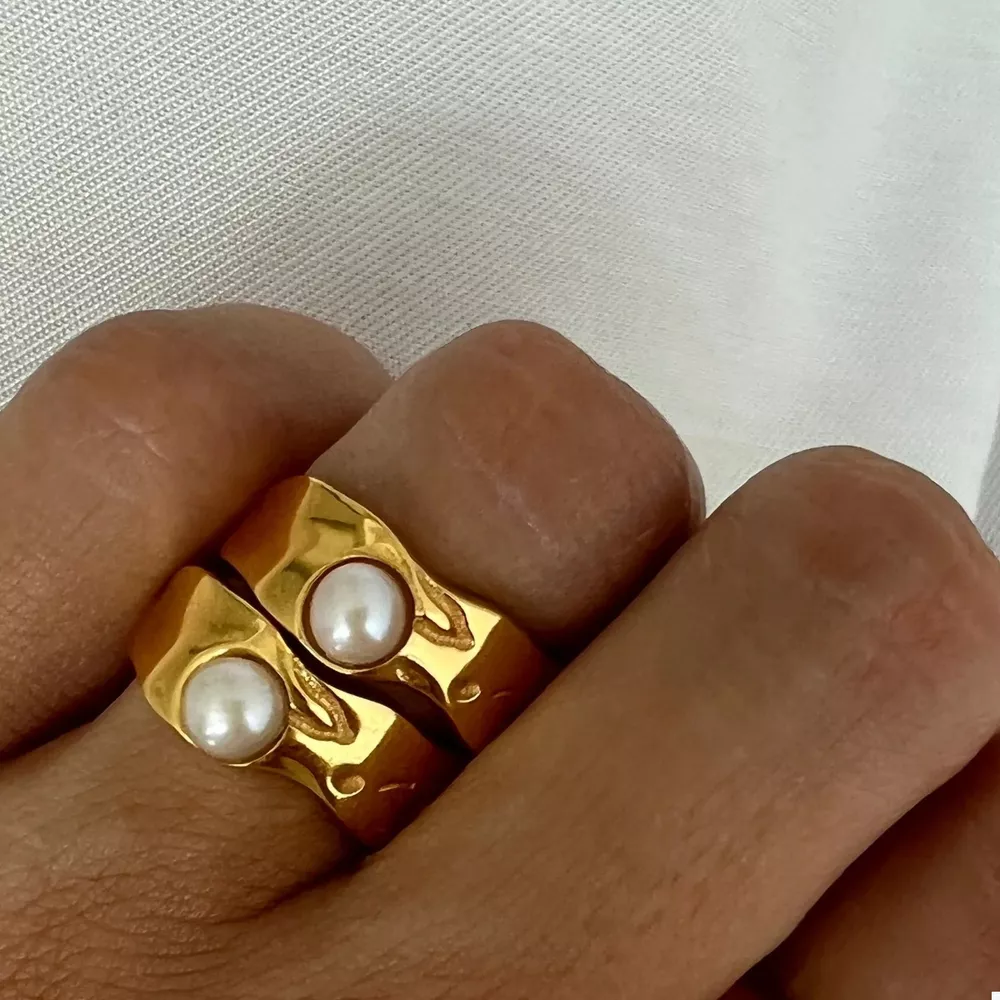 18K Gold-Plated Pearl Ring, image 6