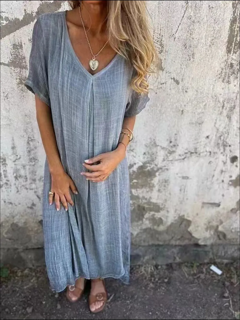 Full Size V-Neck Short Sleeve Midi Dress Plus Size, image 26