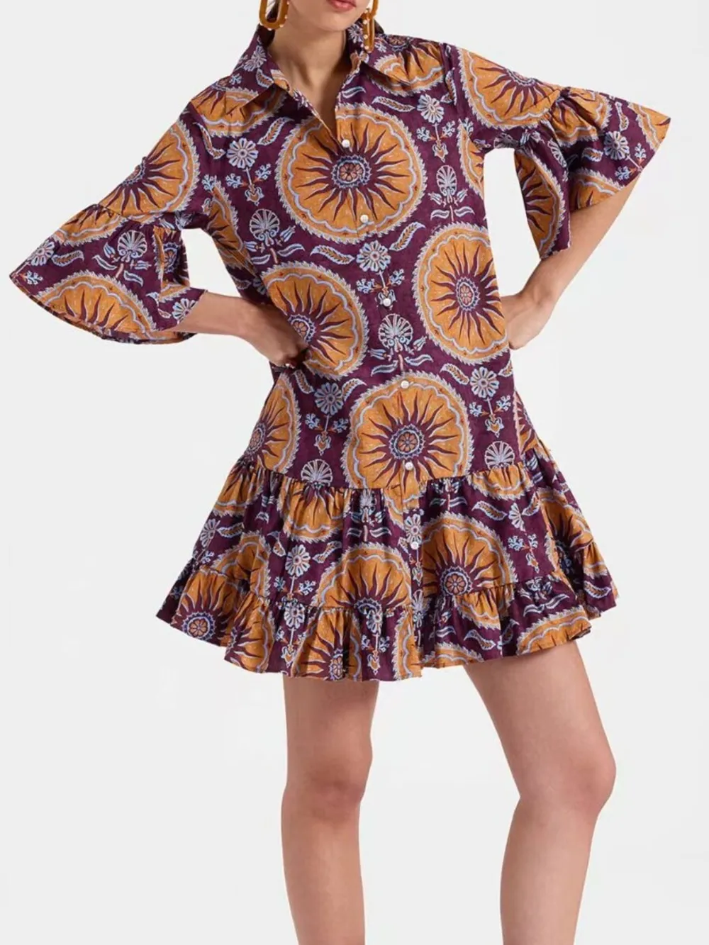 Floral Print Ruffle Sleeve Mini Dress, image 7