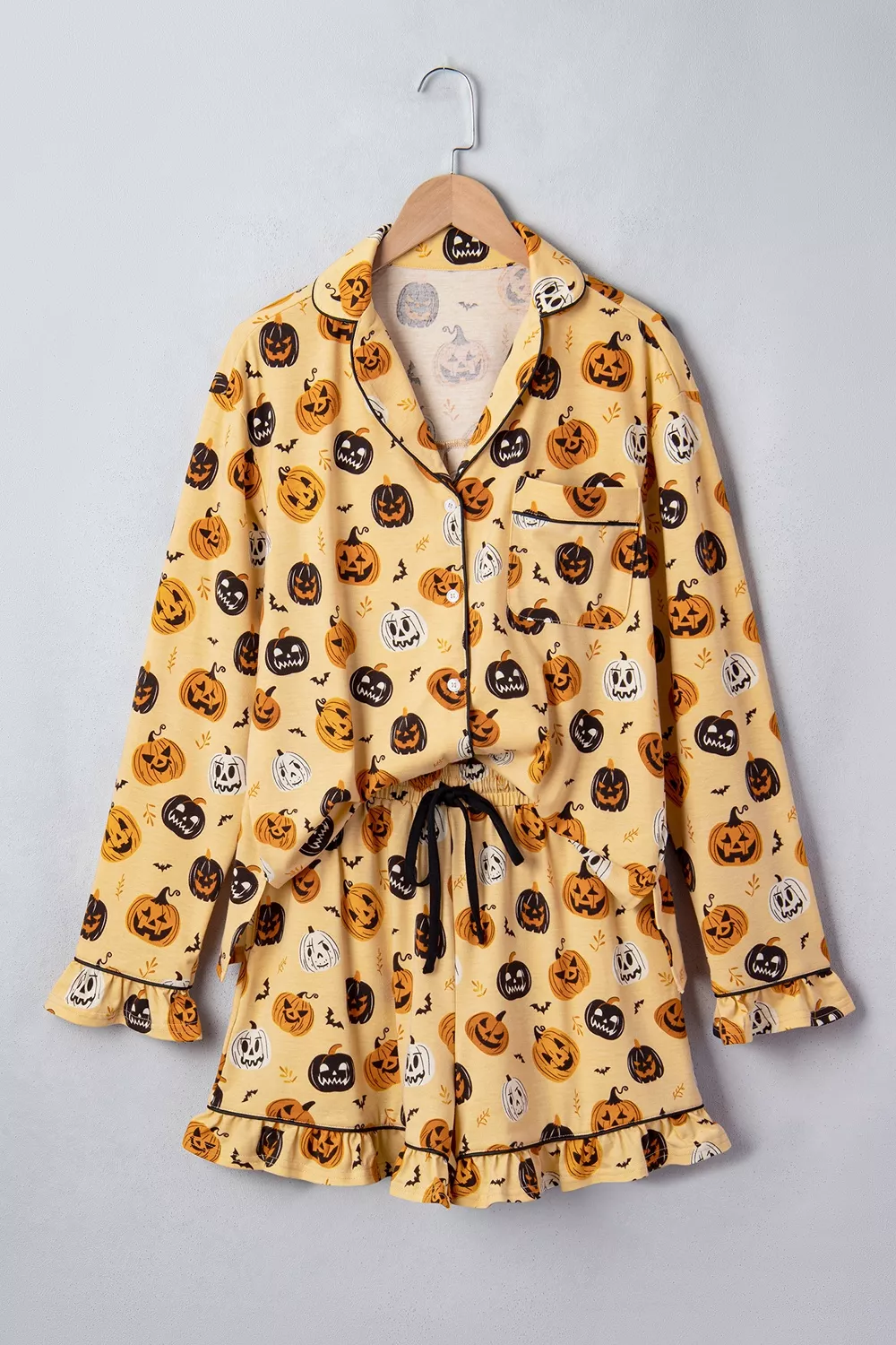 Halloween Pumpkin Print Long Sleeve Two Piece Lounge Set, image 4