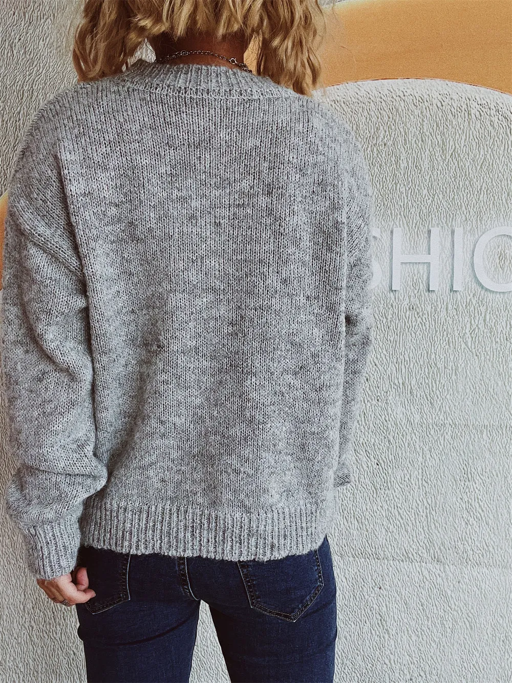 Bow Trim Round Neck Long Sleeve Sweater, image 9