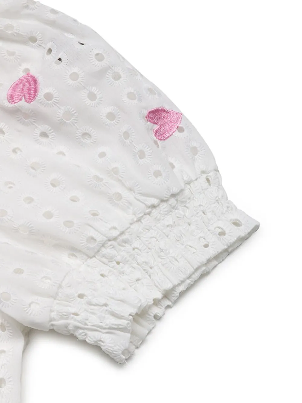 Eyelet Heart Square Neck Short Sleeve Blouse, image 6