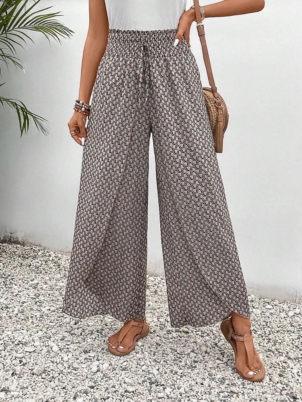 Tied Printed Wide Leg Pants, image 19