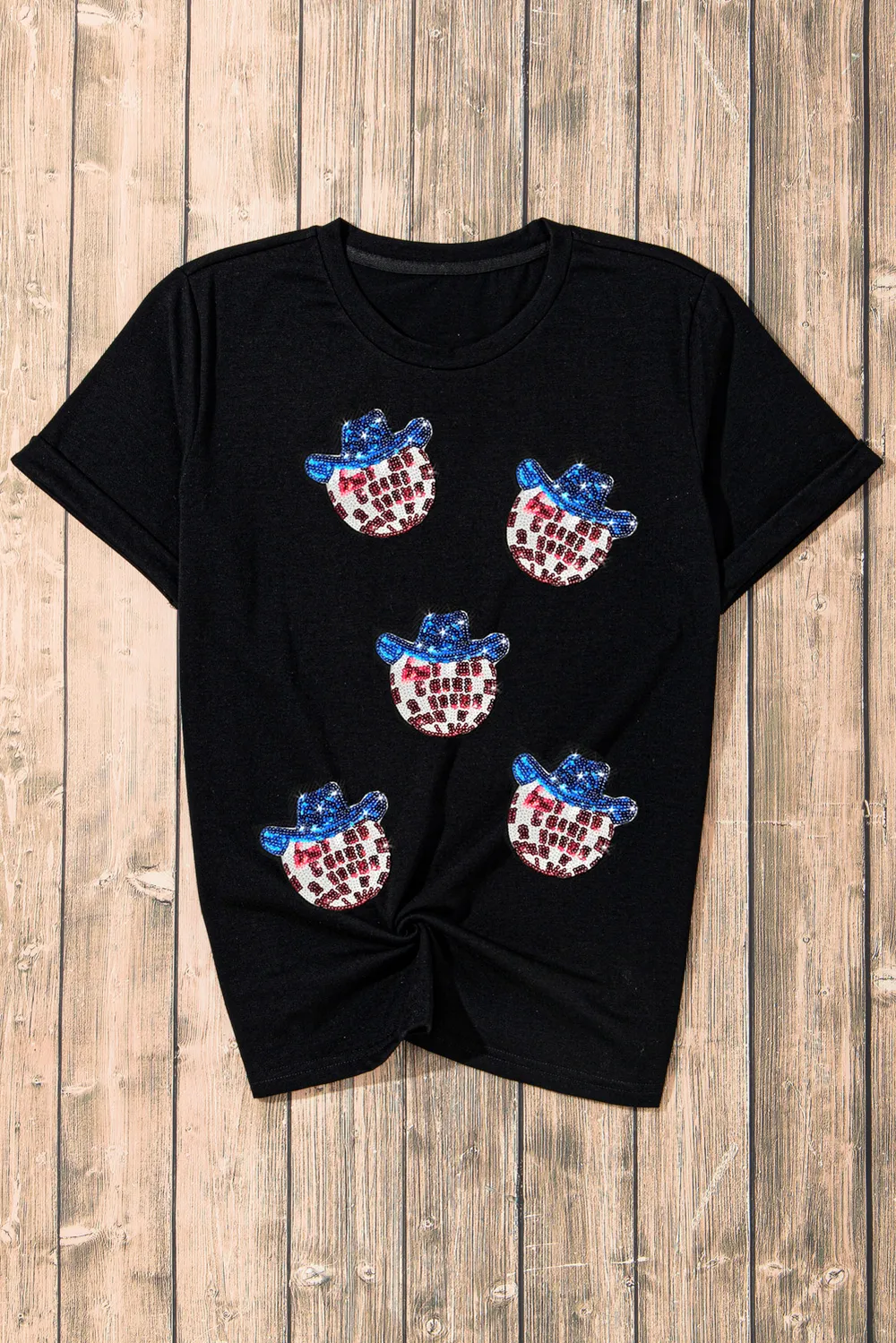 Sequin Round Neck Short Sleeve T-Shirt, image 4