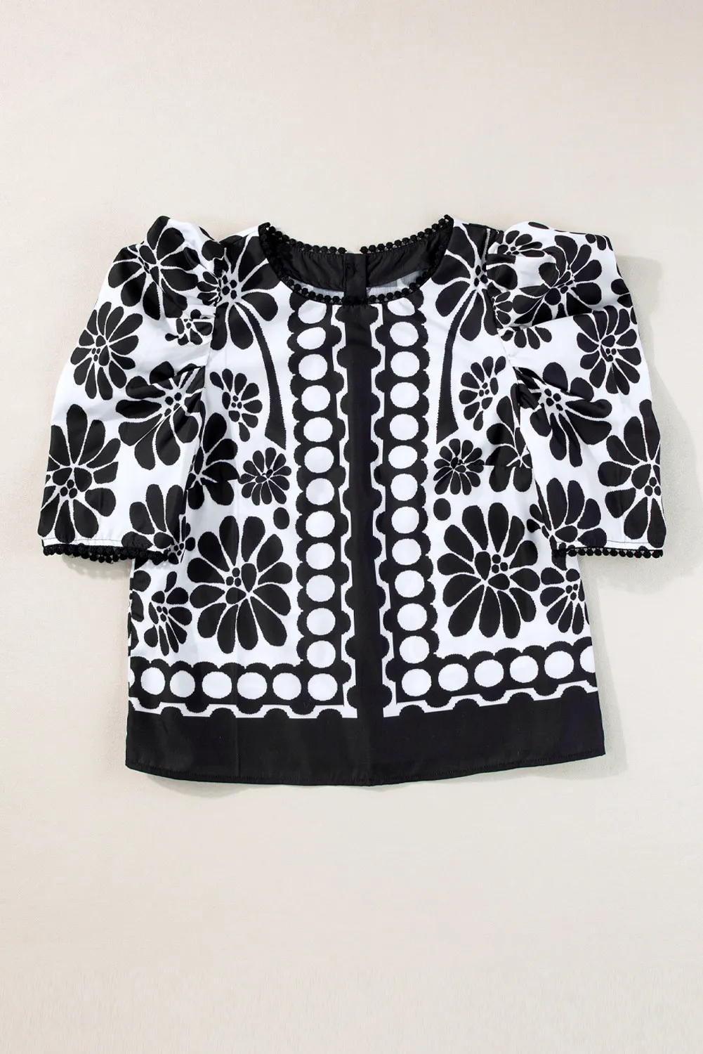 Printed Round Neck Half Sleeve Blouse, image 5