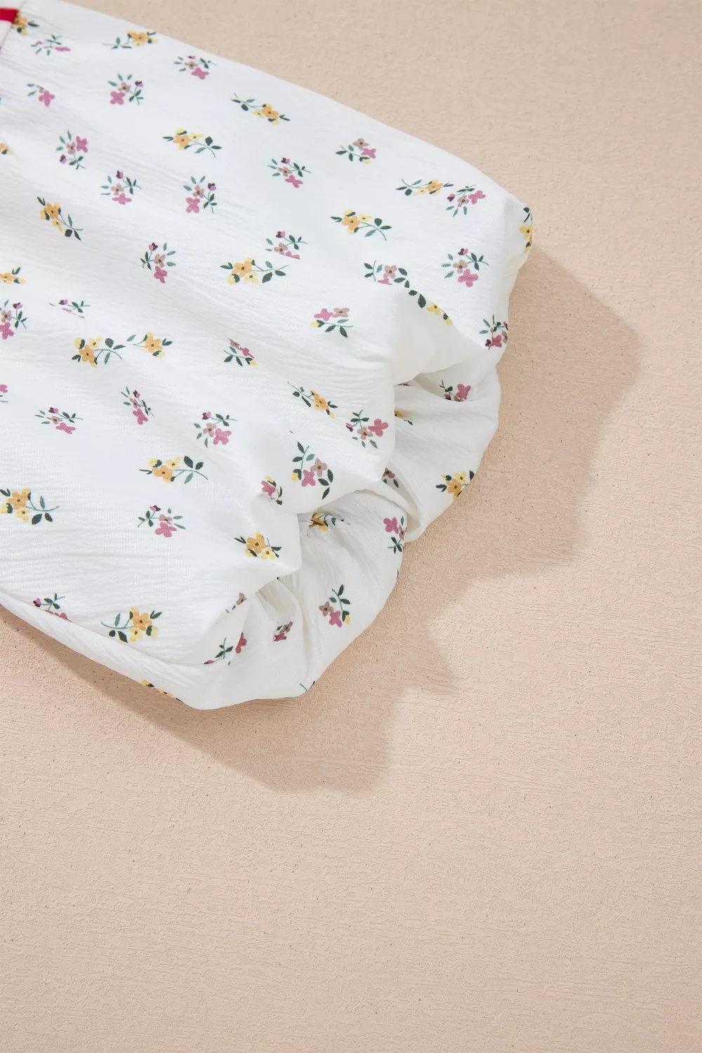 Stripe Floral Puff Sleeve Patchwork Round Neck Loose Top, image 7