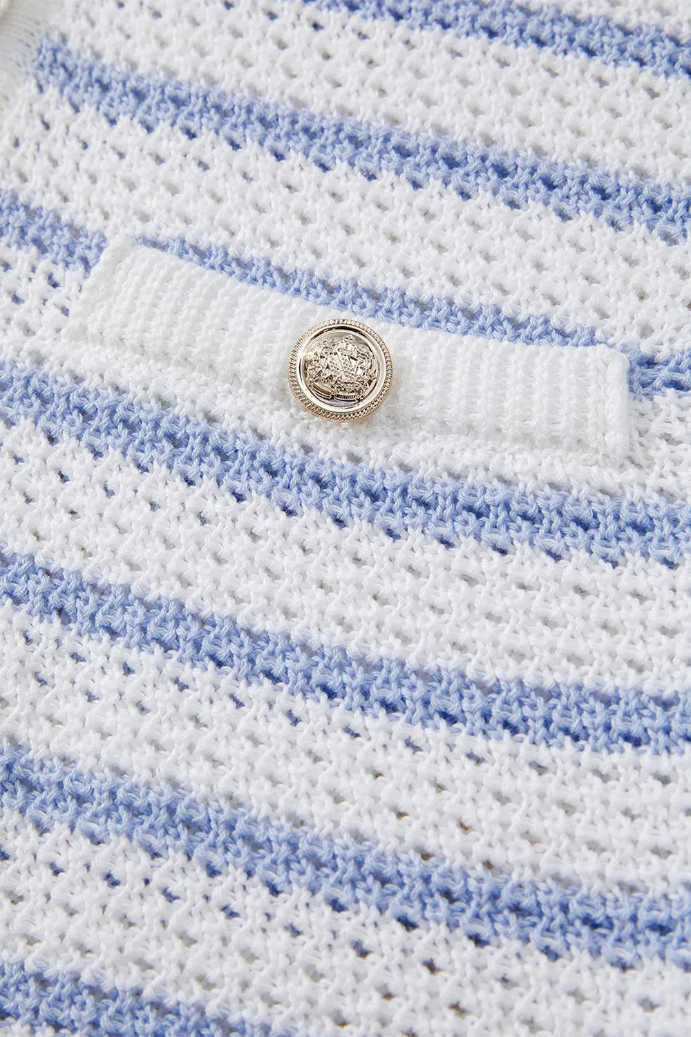 Stripe V Neck Gold Buttons Elegant Sweater Vest, image 9